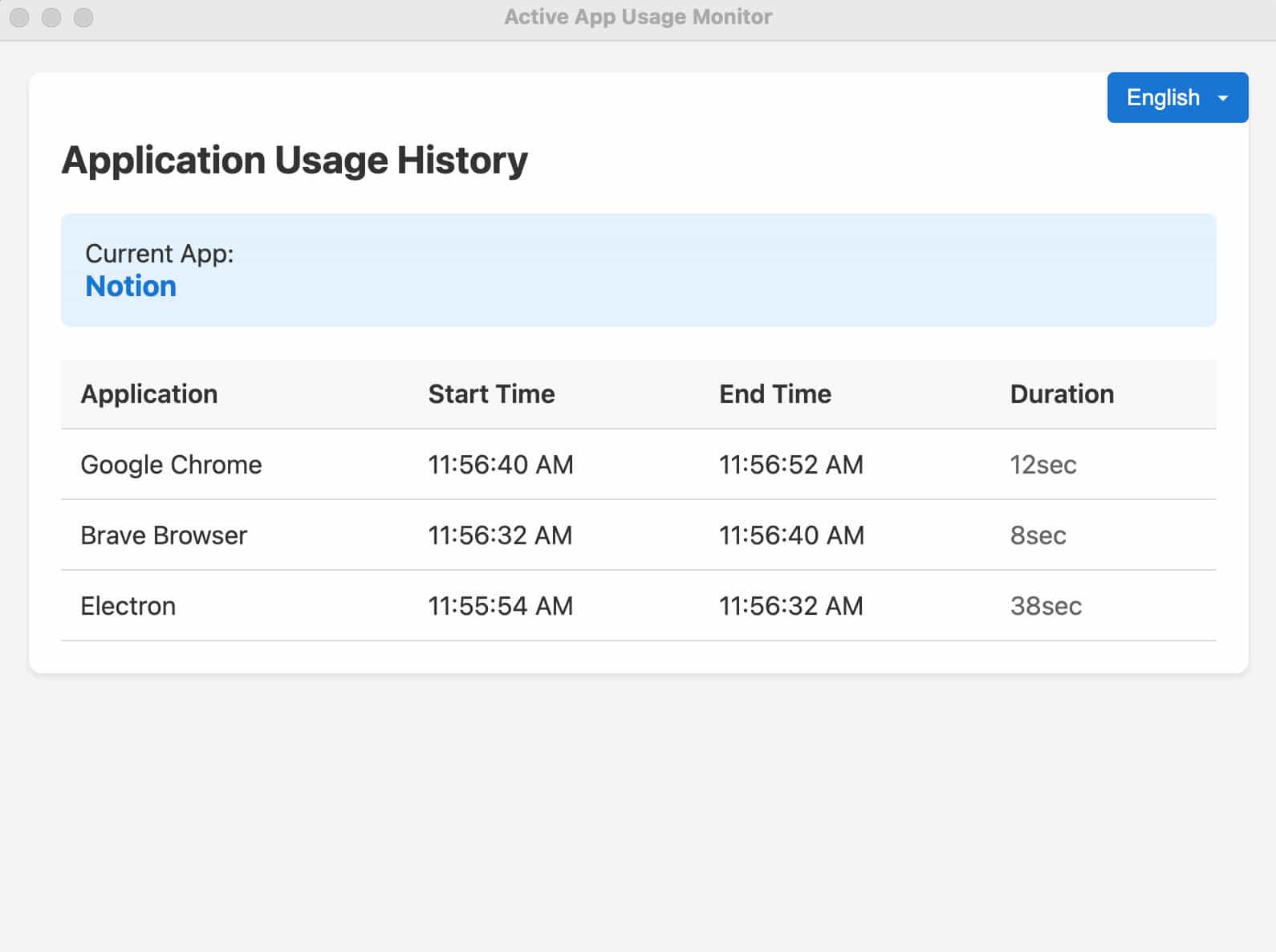 Active App Detector Screenshot